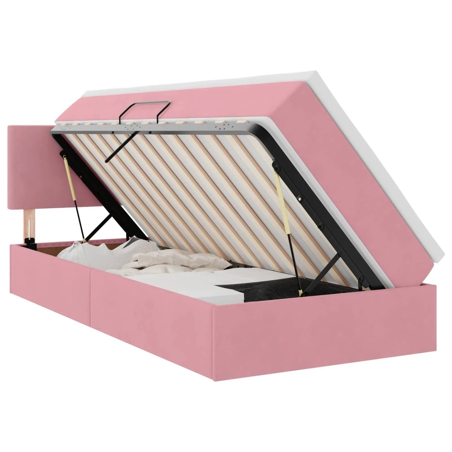 vidaXL Bett mit Stauraum und LED mit Matratze Rosa 90 x 190 cm Samt 3371306