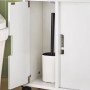 SoBuy Nischenschrank BZR02-W, weiß, mit Toilettenbürste im offenen Fach. Badmöbel auf Rollen.