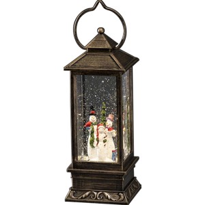 Konstsmide LED Schneelaterne mit Schneemännern, warmweißes Licht, für weihnachtliche Deko.
