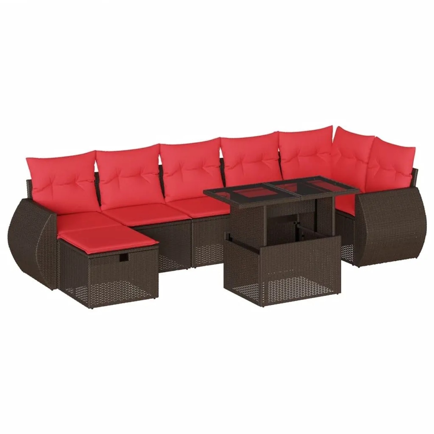 vidaXL 8-Tlg Gartensofa-Set mit Kissen Braun Polyrattan 3275154 günstig online kaufen