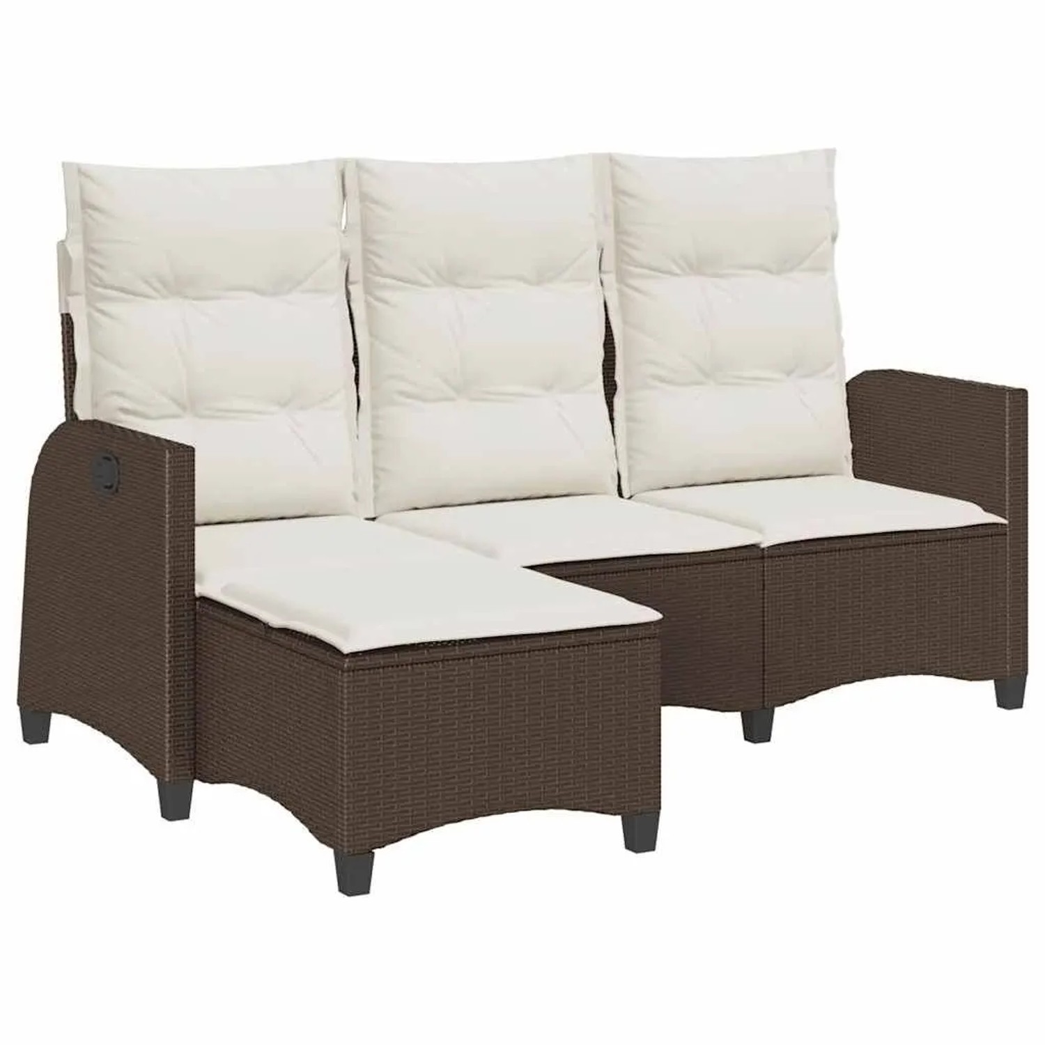 vidaXL Gartensofa mit Liegefunktion Kissen L-Form Braun Poly Rattan 4108239