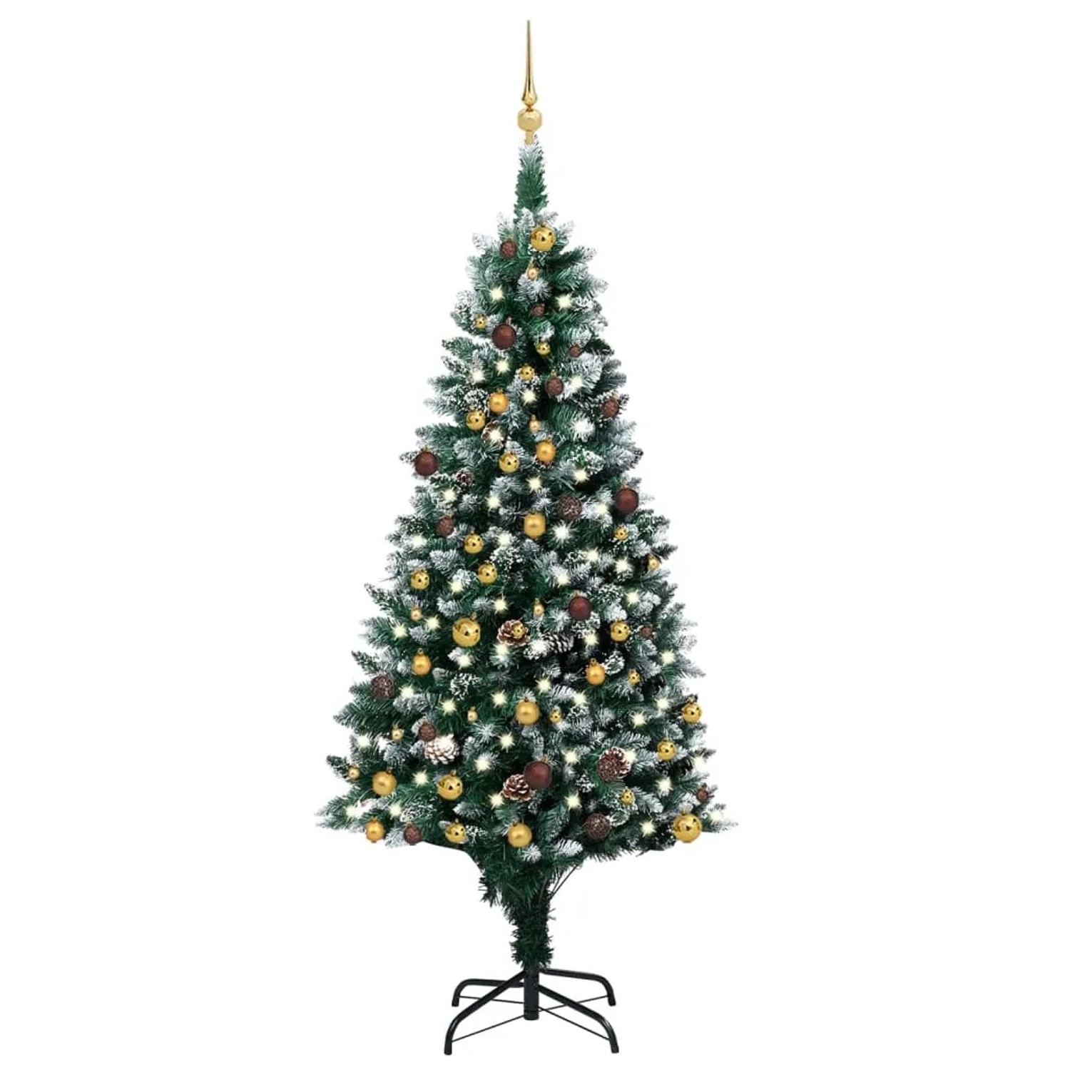 vidaXL Künstlicher Weihnachtsbaum mit LEDs & Kugeln & Zapfen 210 cm Modell 1
