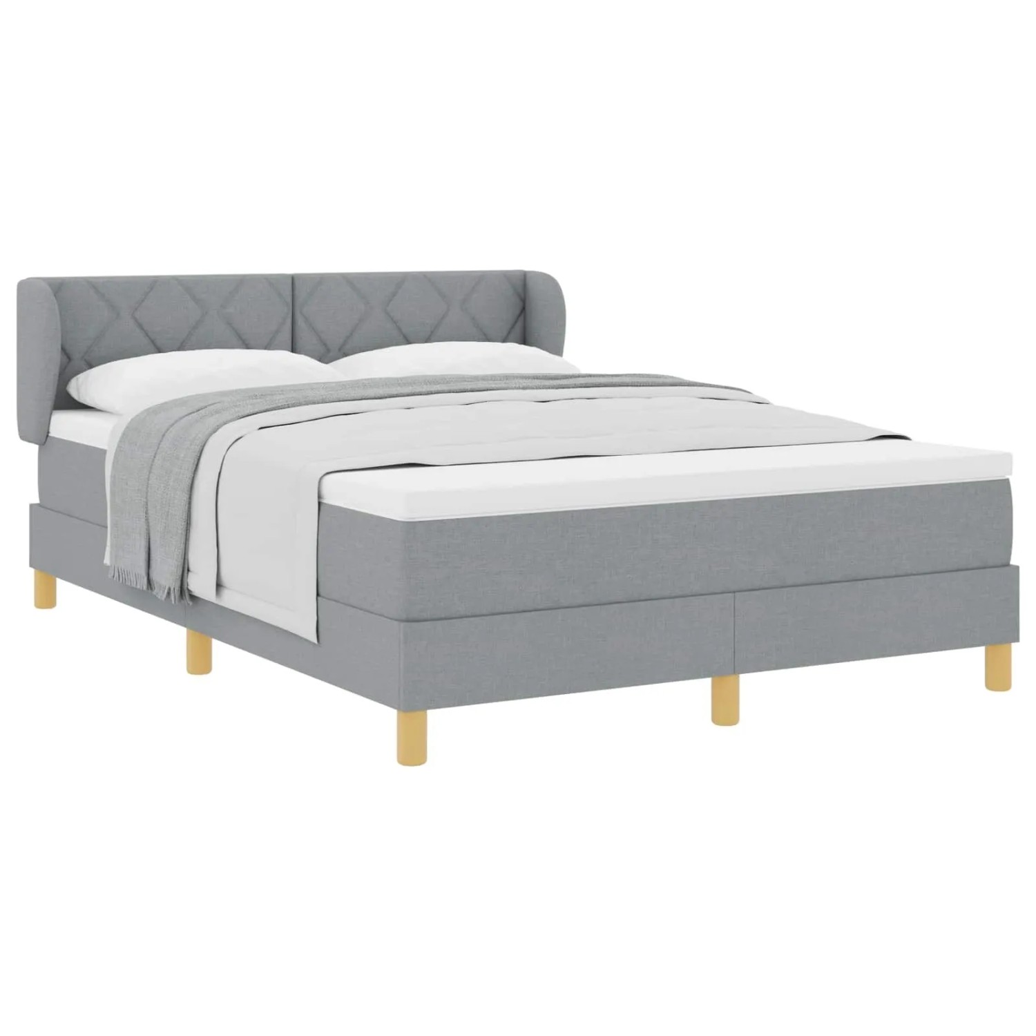vidaXL Boxspringbett mit Matratze Hellgrau 160 x 200 cm Stoff 3340283