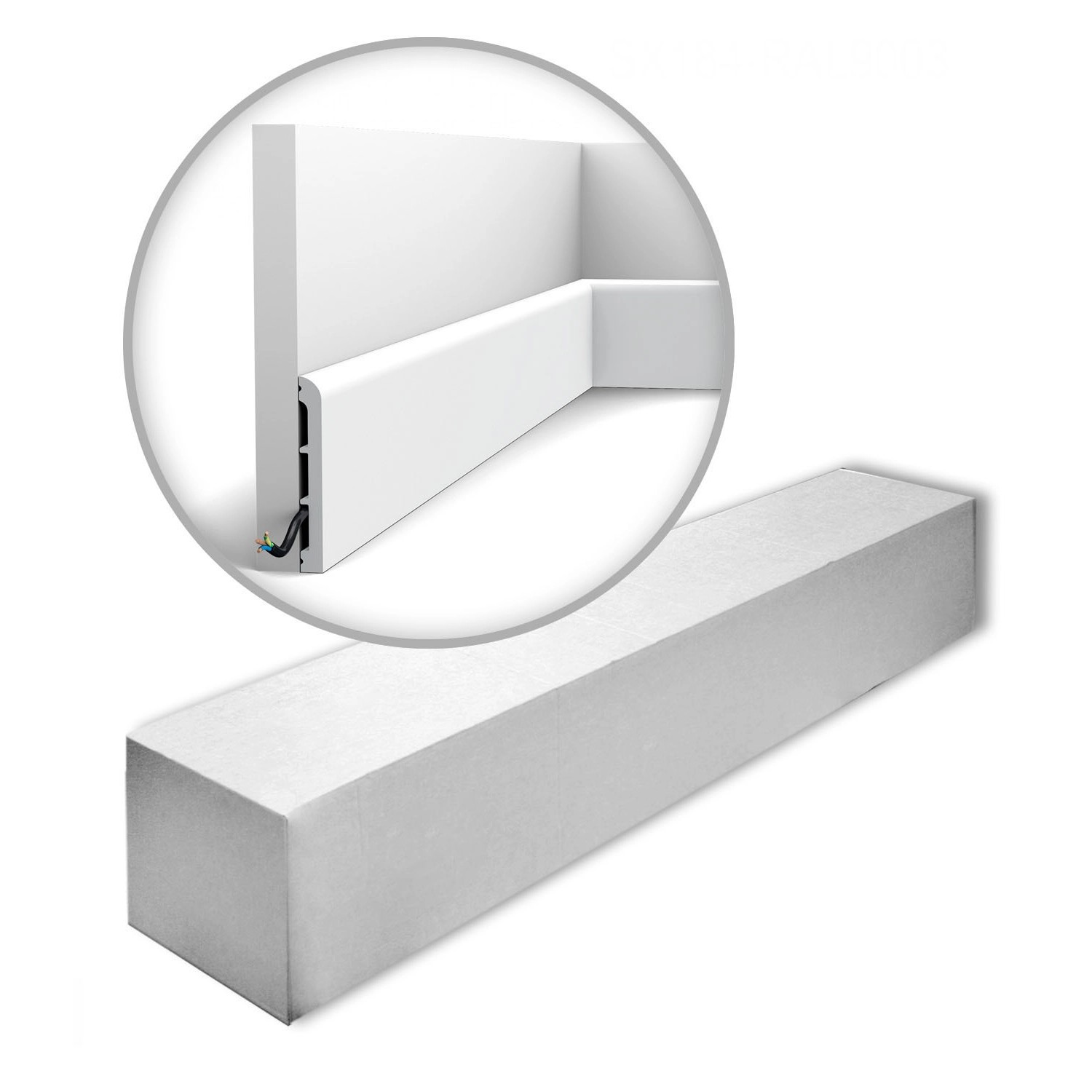 ORAC DECOR SX184-RAL9003-Box AXXENT Sockelleisten 1 Karton 20 Wandleisten 40 m Weiß