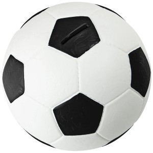 HMF 4790-01 Spardose Fußball Lederoptik 15 cm Durchmesser Schwarz Weiß