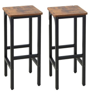 Costway 2er Set Barhocker mit Fußstütze für Bistro Bis 150 kg Vintage