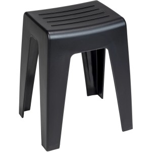 Schwarzer Wenko Badhocker Kumba aus Kunststoff, ideal für Bad und Haushalt.