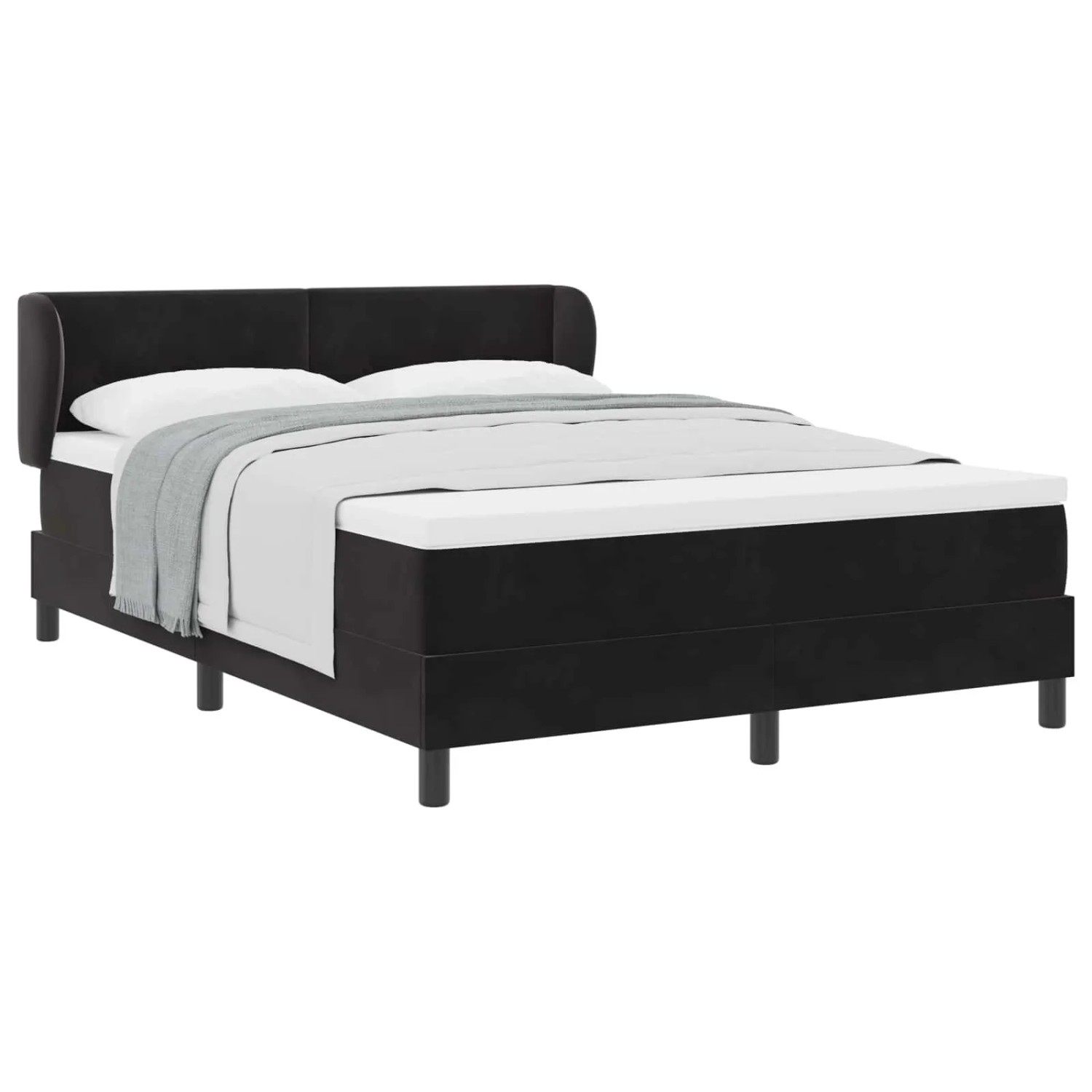 vidaXL Boxspringbett mit Matratze Dunkelgrau 80x200 cm Samt Schwarz 3340384 günstig online kaufen