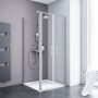 Schulte Eckdusche Alexa Style 2.0 mit Pendeltür, Alu-Natur Rahmen und klarem Glas, 90x90 cm.