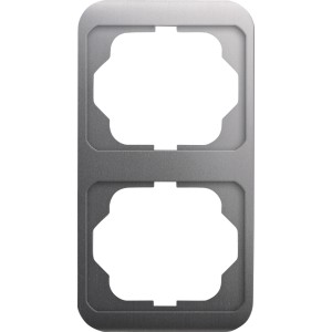 Busch-Jaeger Alpha Nea Abdeckrahmen, 2-fach, Platin, senkrecht.
