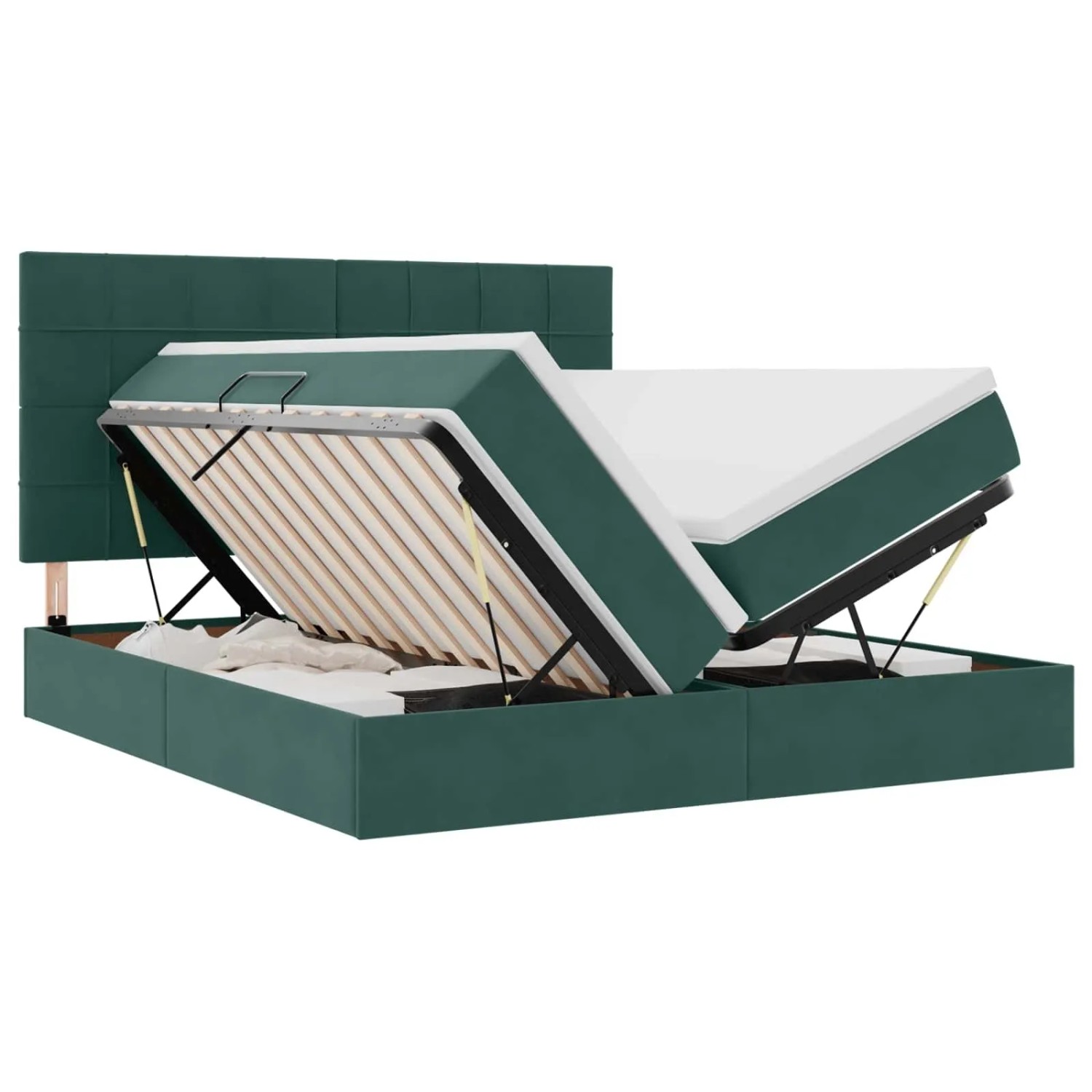 vidaXL Bett mit LED-Lichtleisten Dunkelgrün 200 x 200 cm Samt 3372890