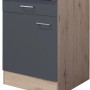 Flex-Well Unterschrank Morena, 60 cm, Basaltgrau/San Remo Eiche, mit Schublade und Tür.