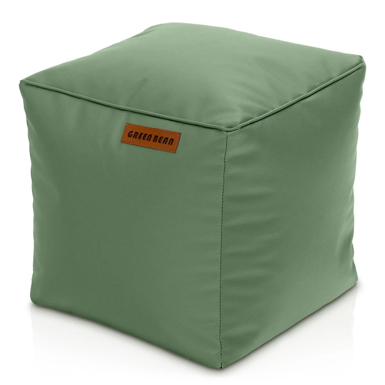 Green Bean Sitzhocker Cube 40 x 40 x 40 cm Leder mit EPS-Perlen-Füllung Hellgrau-Grün