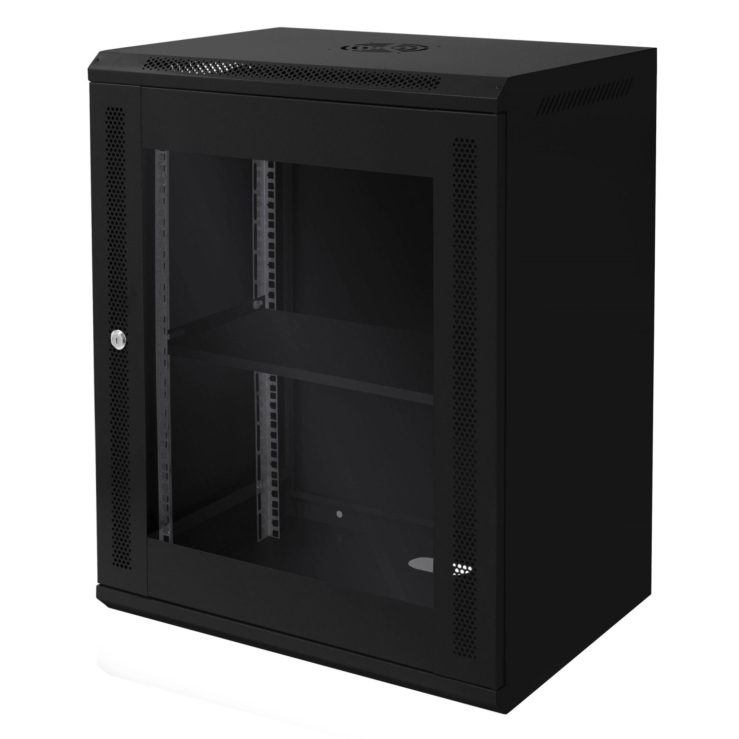 ECD Germany Netzwerkschrank 15HE Serverschrank 19 Zoll Schwarz 60x77cm