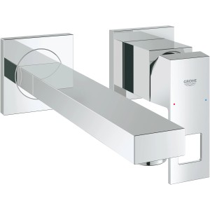 Grohe Eurocube 2-Loch Waschtischarmatur in Chrom, Wandmontage.