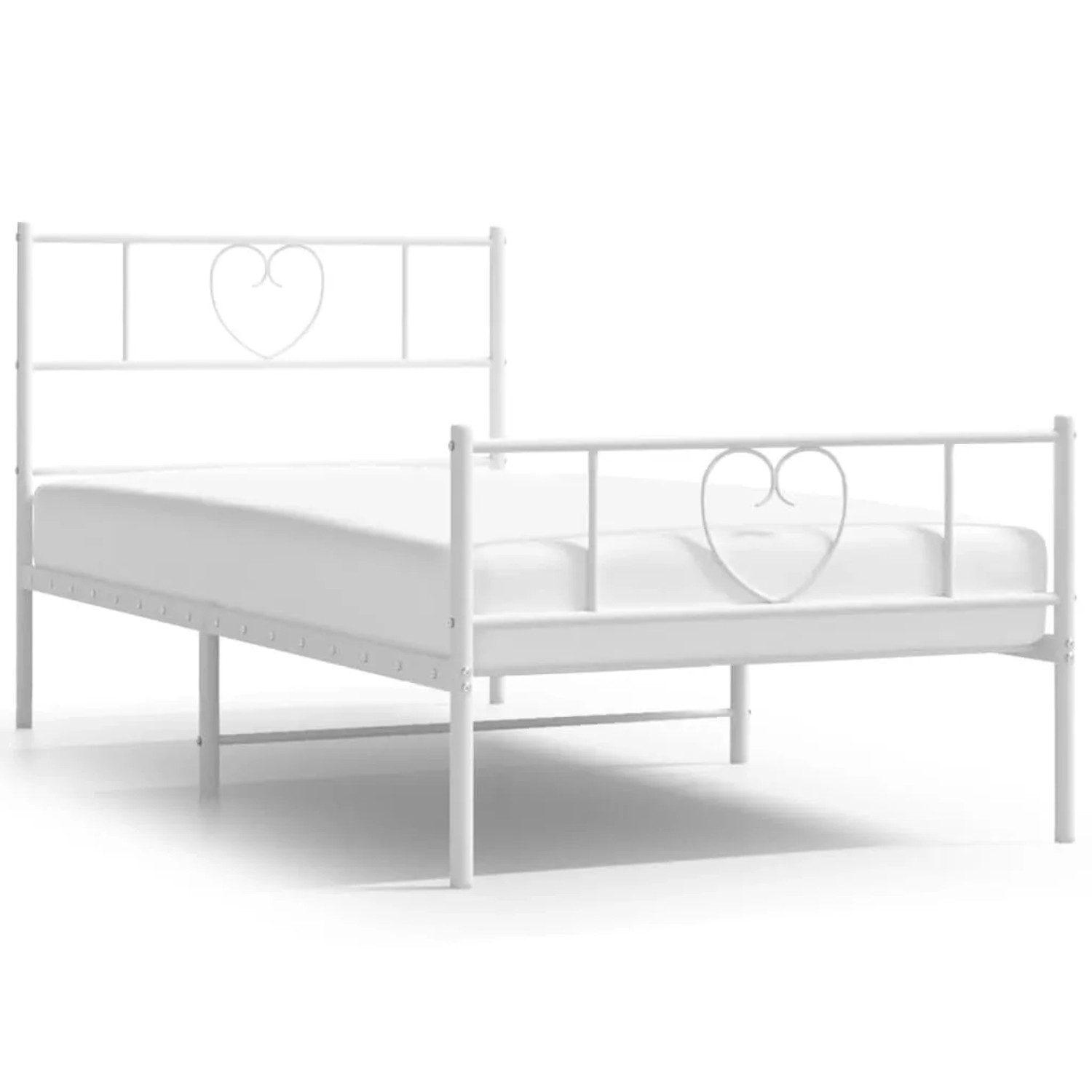 vidaXL Bettgestell mit Kopf- und Fußteil Metall Weiß 107x203 cm Modell 121887142