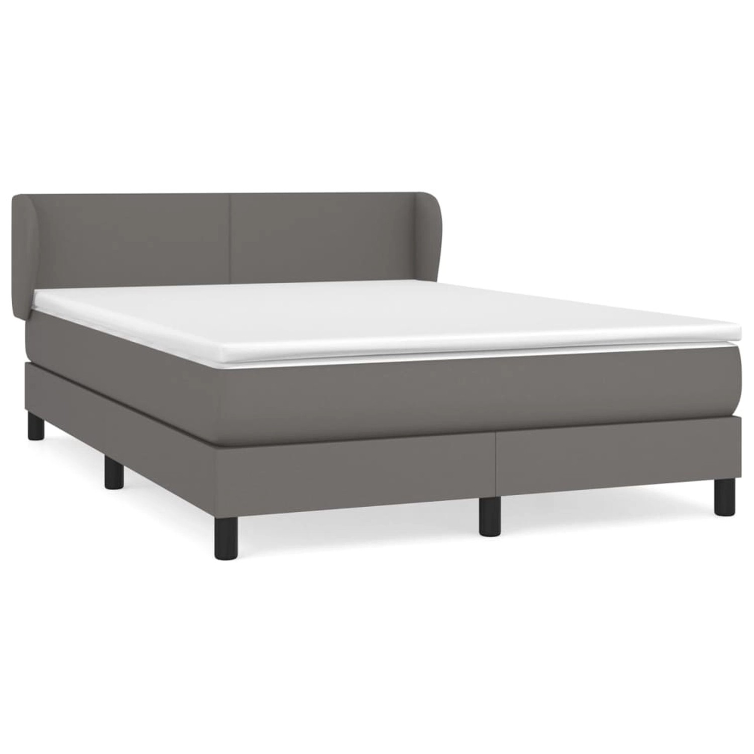 vidaXL Boxspringbett mit Matratze Grau 140x200 cm Kunstleder 3127197 günstig online kaufen