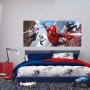 Kinderzimmer mit Spider-Man Fototapete in Rot, Blau und Grau. Wanddeko für Jungenzimmer.