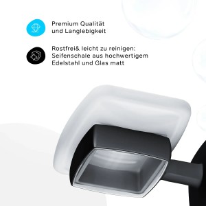 AM.PM Seifenschale Gem Schwarz mit Wandhalterung aus Glas für Bad-Accessoires.