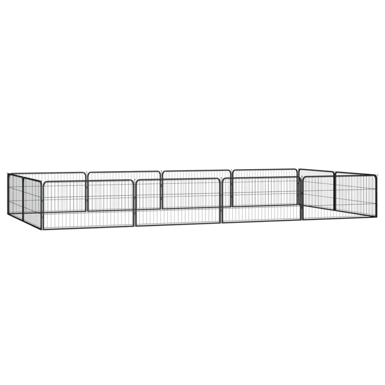 vidaXL 12 Tlg Hundelaufstall Schwarz 100x50cm Stahl Pulverbeschichtet 3115968