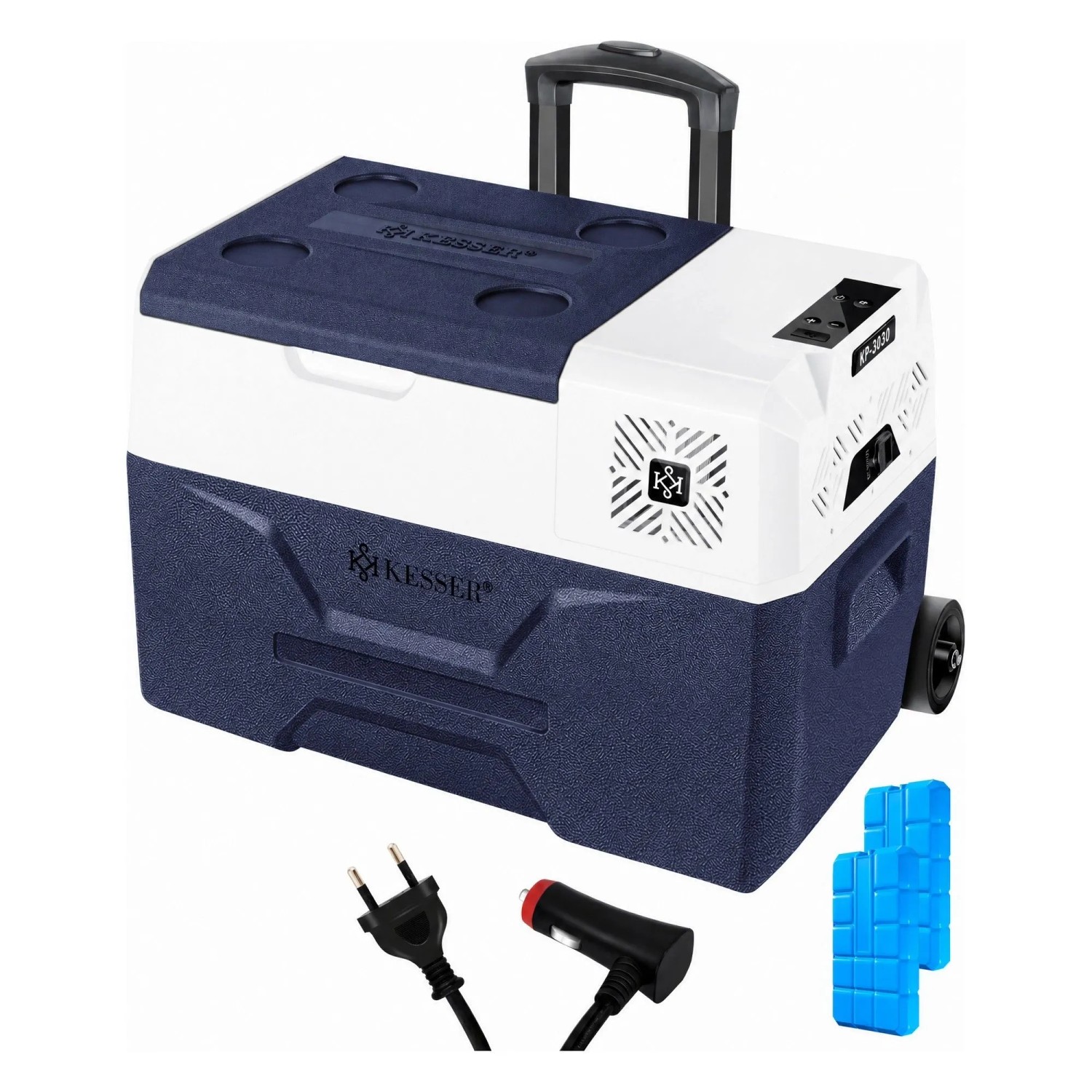 KESSER Kompressor-Kühlbox mit Rädern Kühlung Bis -20 °C 30, Navyblau