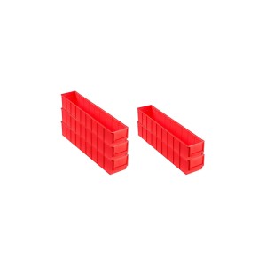 PROREGAL SparSet: 5 rote Industrieboxen 500 S, ideal für Aufbewahrungssysteme in Werkstatt und Lager.