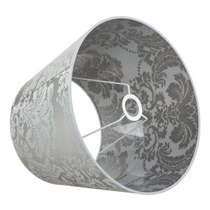 Silberner Lampenschirm mit Barockmuster für Stehleuchten, E27, Ø 38 cm.