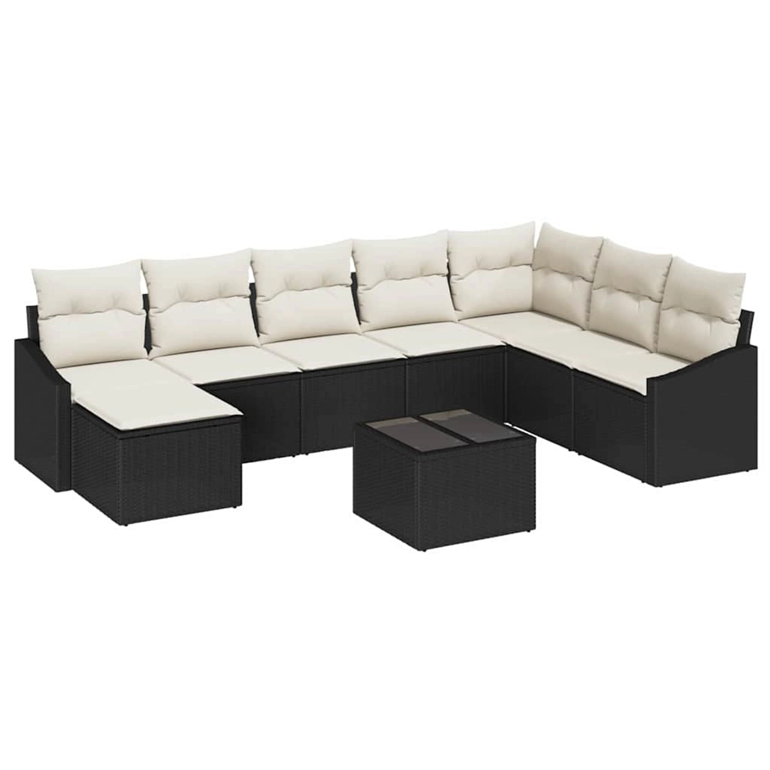 vidaXL Garten-Sofa-Set 9-Tlg Schwarz Poly Rattan 3346847 günstig online kaufen