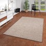 Hochflor Teppich Mona in Taupe, 133x133cm. Weicher Velours Teppich für Wohnräume.