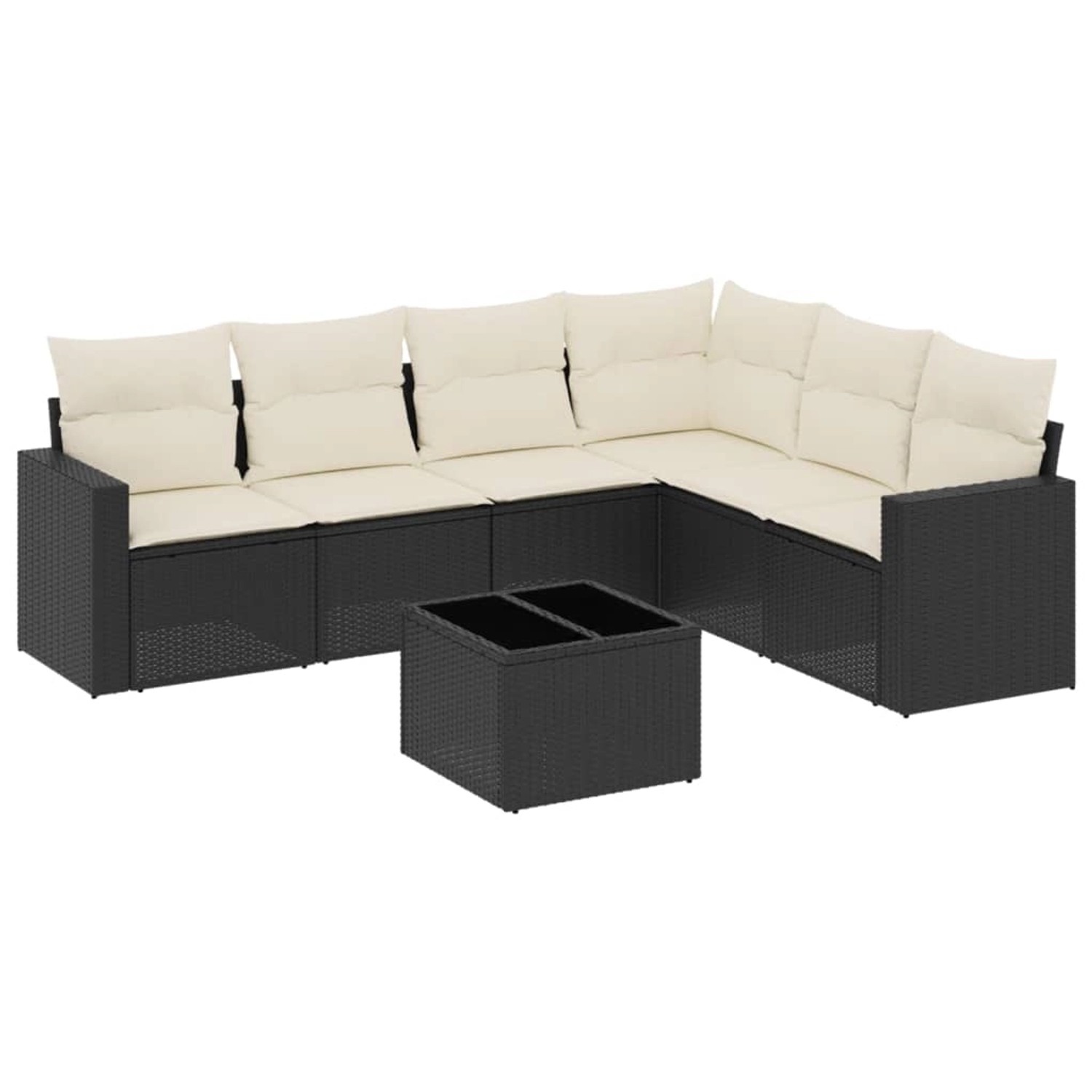 vidaXL 7-Tlg Garten-Sofagarnitur mit Kissen Schwarz Poly Rattan 3219006 günstig online kaufen