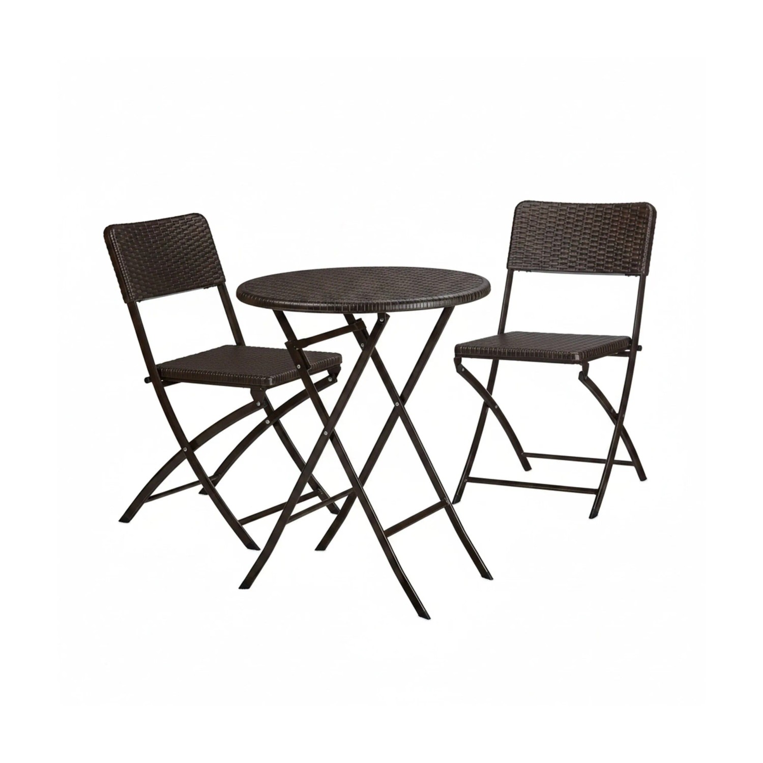 Relaxdays Gartenmöbel Set Stahl Kunststoff Braun Klappbar Dreiteilig 12,7 kg