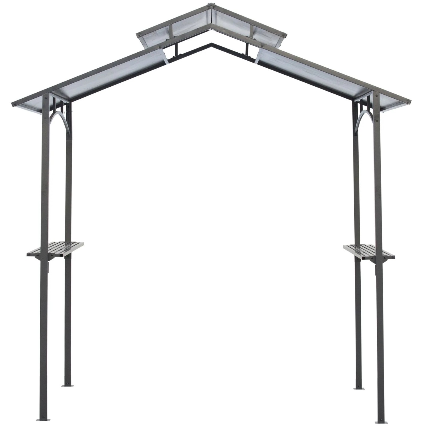Outsunny GrillPavillon Stahl PC-Platte Schwarz Braun 240L x 150B x 250H cm_4