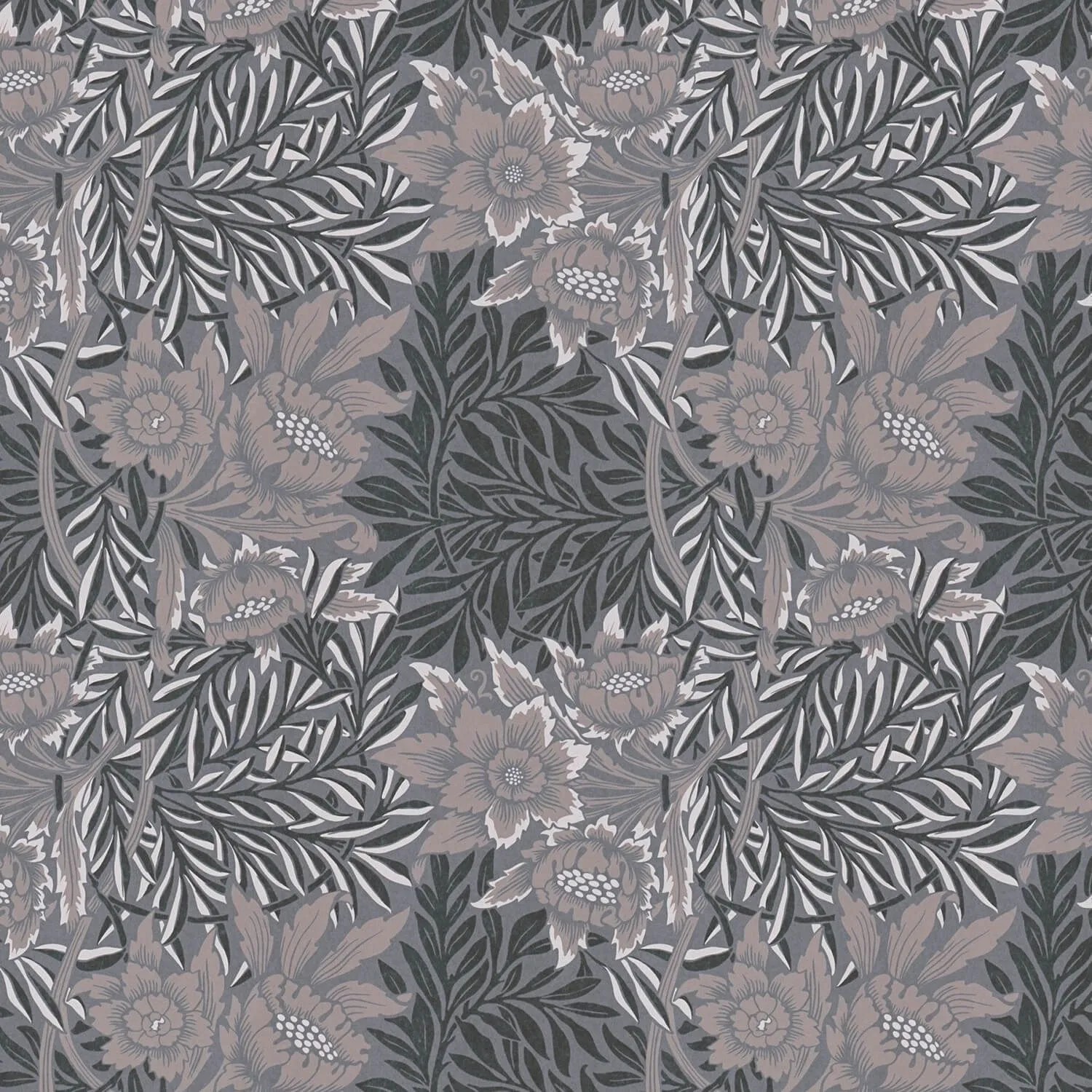 PROFHOME 390585-GU Blumen Tapete Floral Matt Grau Beige Schwarz Weiß 0,53 m x 10,05 m 5,33 m2