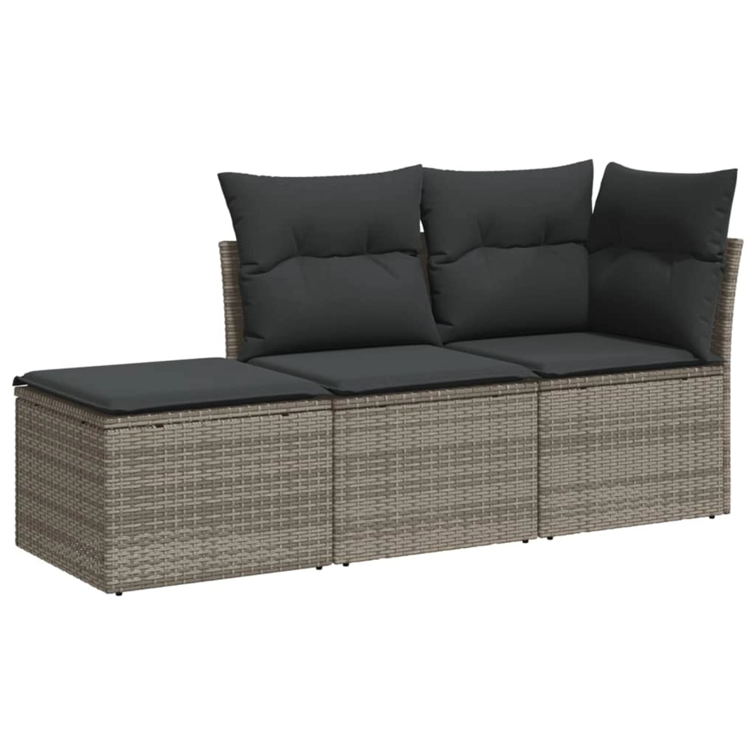 vidaXL 3-tlg Garten-Sofagarnitur mit Kissen Grau Poly Rattan Modell 5 günstig online kaufen