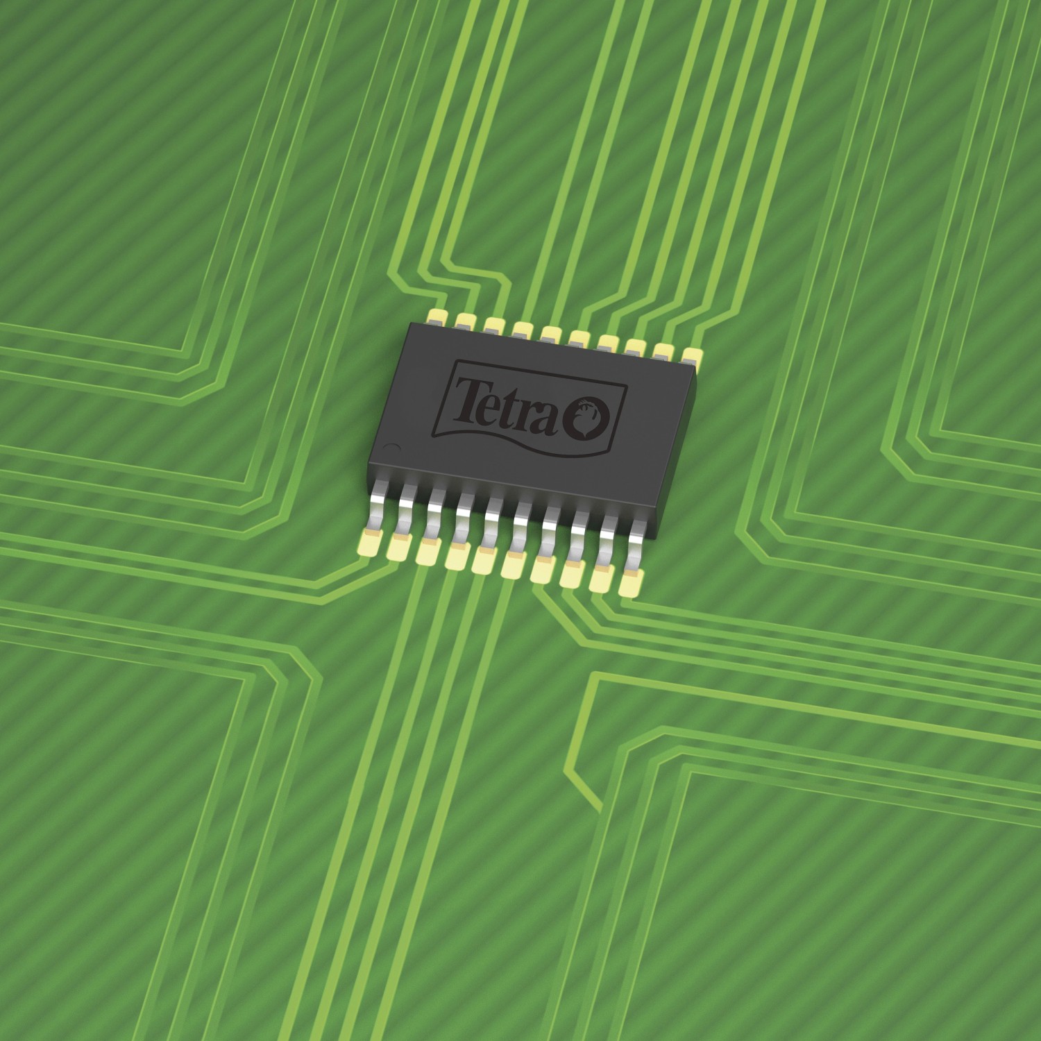 Nahaufnahme des Mikroprozessors im Tetra Aquarienheizer HT Heater Electronic.