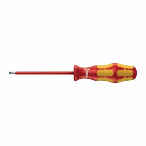 Wera Schlitz-Schraubendreher 160 Is 5.5 mm, rot-gelb, VDE-isoliert, extra schlank für präzise Arbeiten.