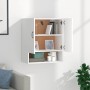Weißer vidaXL Wandschrank (60x31x70 cm) mit zwei Türen und offenem Fach, montiert an einer weißen Wand.