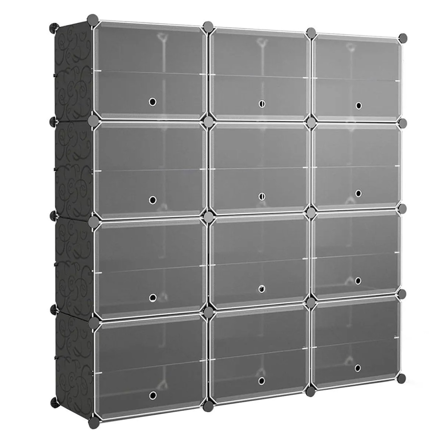 Costway Schuhschrank mit 12 Fächern & Haken Kunststoff Schwarz günstig online kaufen