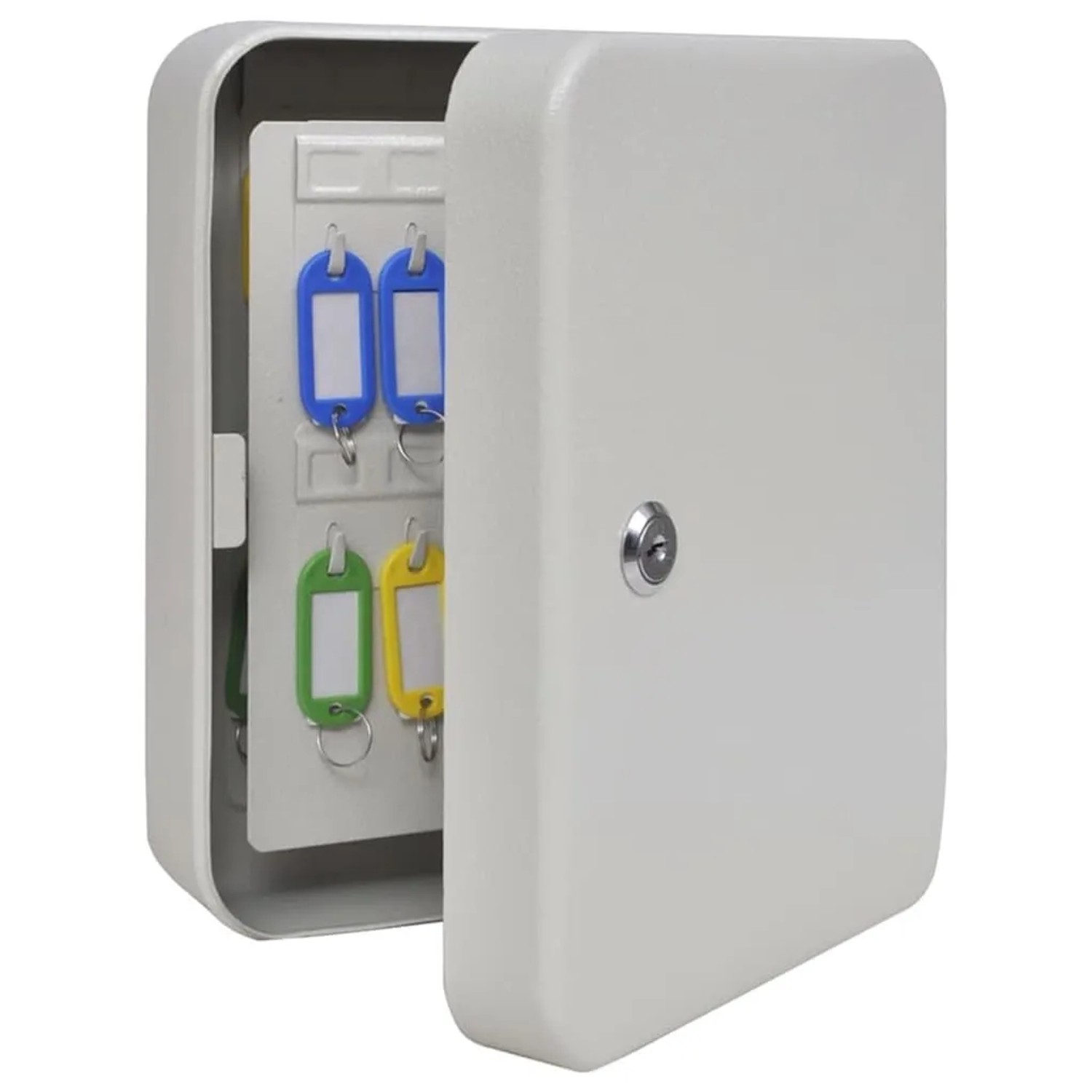 DELUKE Schlüsselbox LOUR Mit Schloss Grau 20x7,5x25cm Stahl Schlüsselsafe Schlüsseltresor Schlüsselkasten