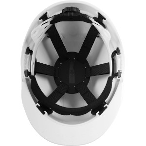 Weißer LUX Bauhelm mit 6-Punkt-Innenausstattung für optimalen Schutz.