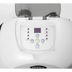 Intex Krystal Clear Salzwassersystem QS200: Detailansicht des Bedienfelds mit Display und Tasten.