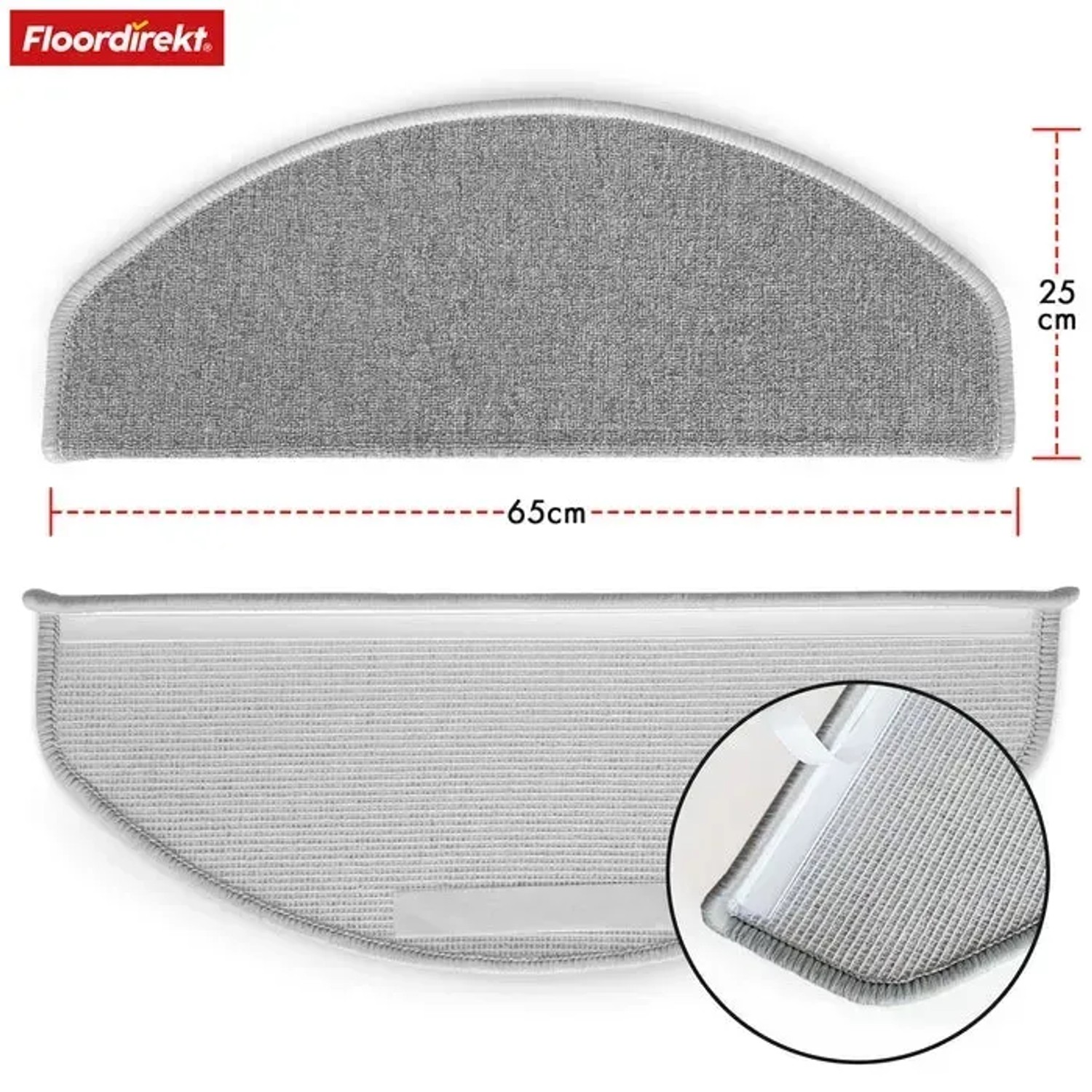 KARAT Stufenmatte London Pro, 15er-Set, halbrunde Form, grau, 25x65 cm. Treppenschutz für mehr Sicherheit.