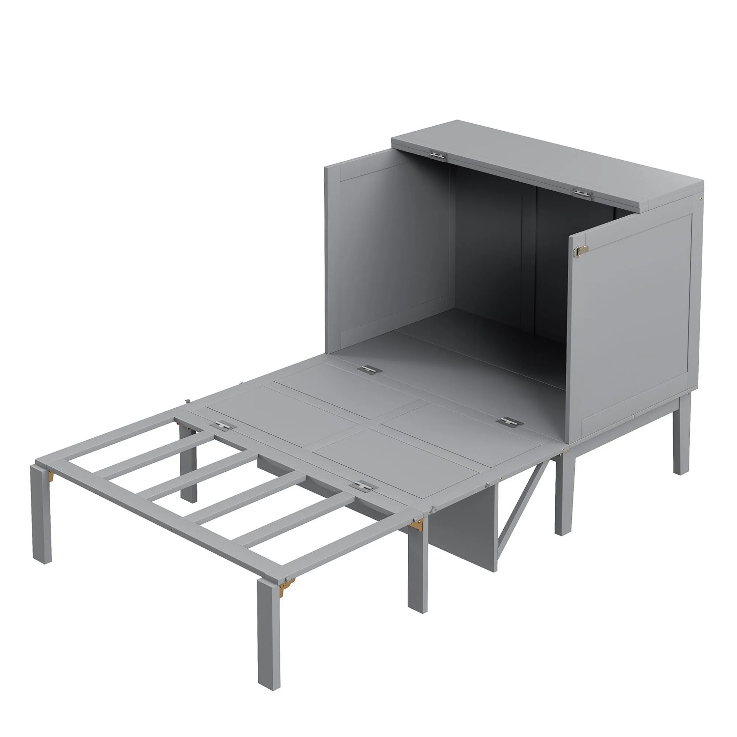 KOMHTOM Schrankbett 90x200Cm Wandbett Mit Lattenrost Vertikales Wandklappbett Jugendbett Holz+Mdf Grau Ohne Matratze