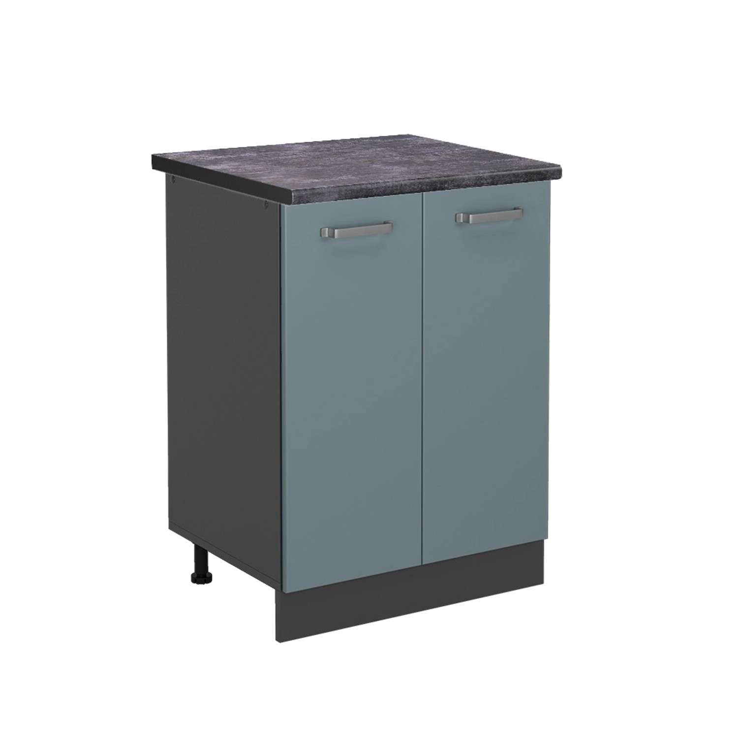 Vicco Küchenunterschrank R-Line Blau-Grau/Anthrazit 60 cm AP Anthrazit mit Anthrazit Korpus