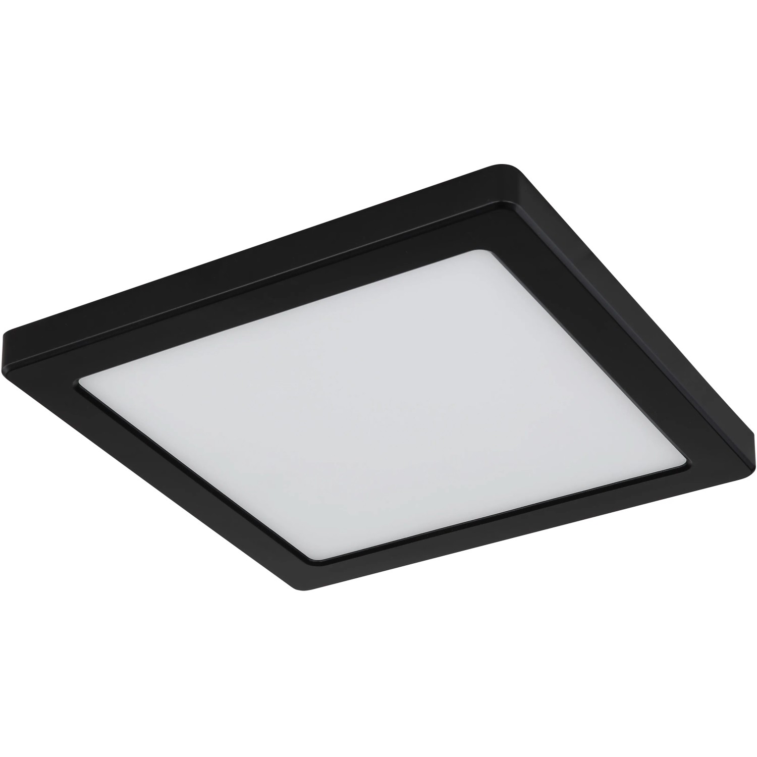 Schwarze, quadratische LED-Deckenleuchte Lasse von Globo, 217x217x17 mm.