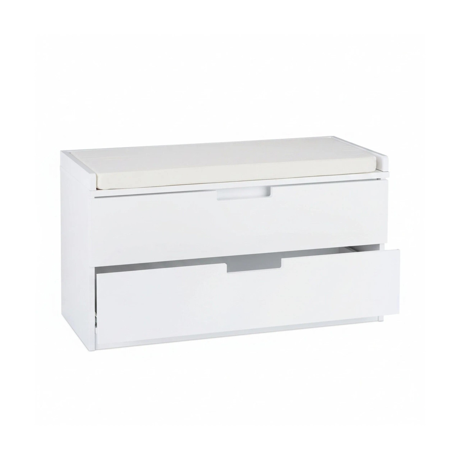 Relaxdays Sitzkommode MDF Stoff Weiß Mit 2 Schubladen 45 cm x 80 cm x 36 cm 18 kg