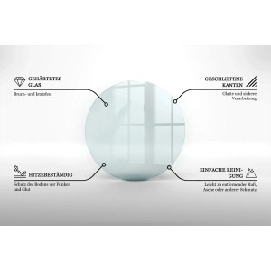 Tulup Glasplatte für Kamin Funkenschutzplatte Glas Transparent Runden 50x50 cm Kamin Glasbodenplatte Transparent Transparente Kamin Glasplatte