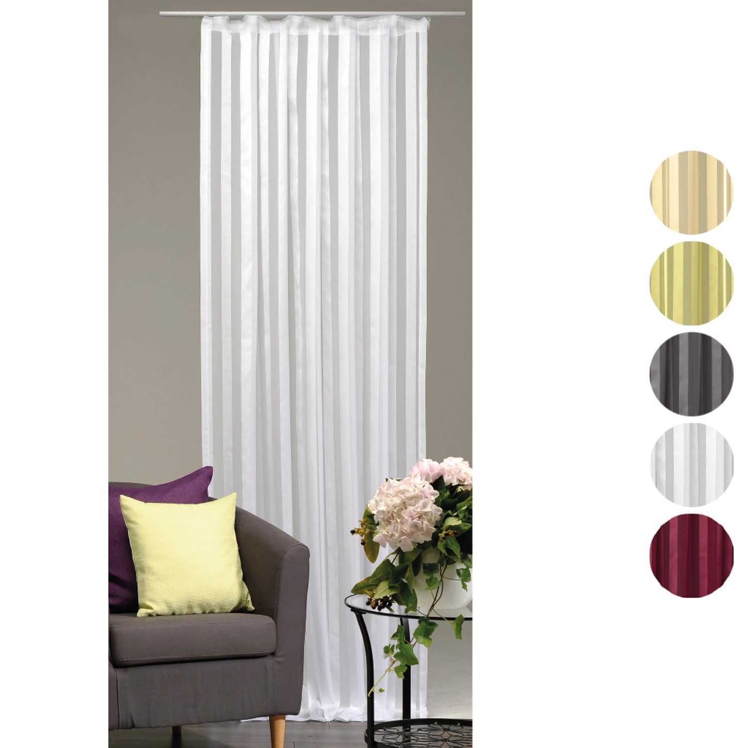 Arsvita Dekoschal Streifen Halbtransparent Universalband 140 cm x 145 cm We günstig online kaufen