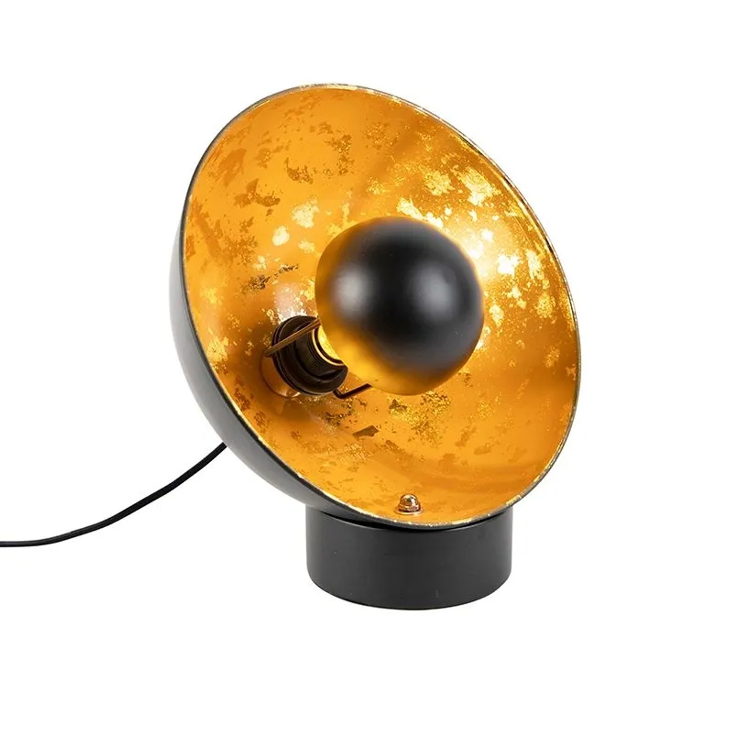 QAZQA Industrielle Tischlampe Schwarz mit Goldener Innenseite Magna Eglip