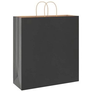 Schwarze vidaXL Papiertragetasche mit braunen Henkeln, 45x17x48 cm, 250 Stück.